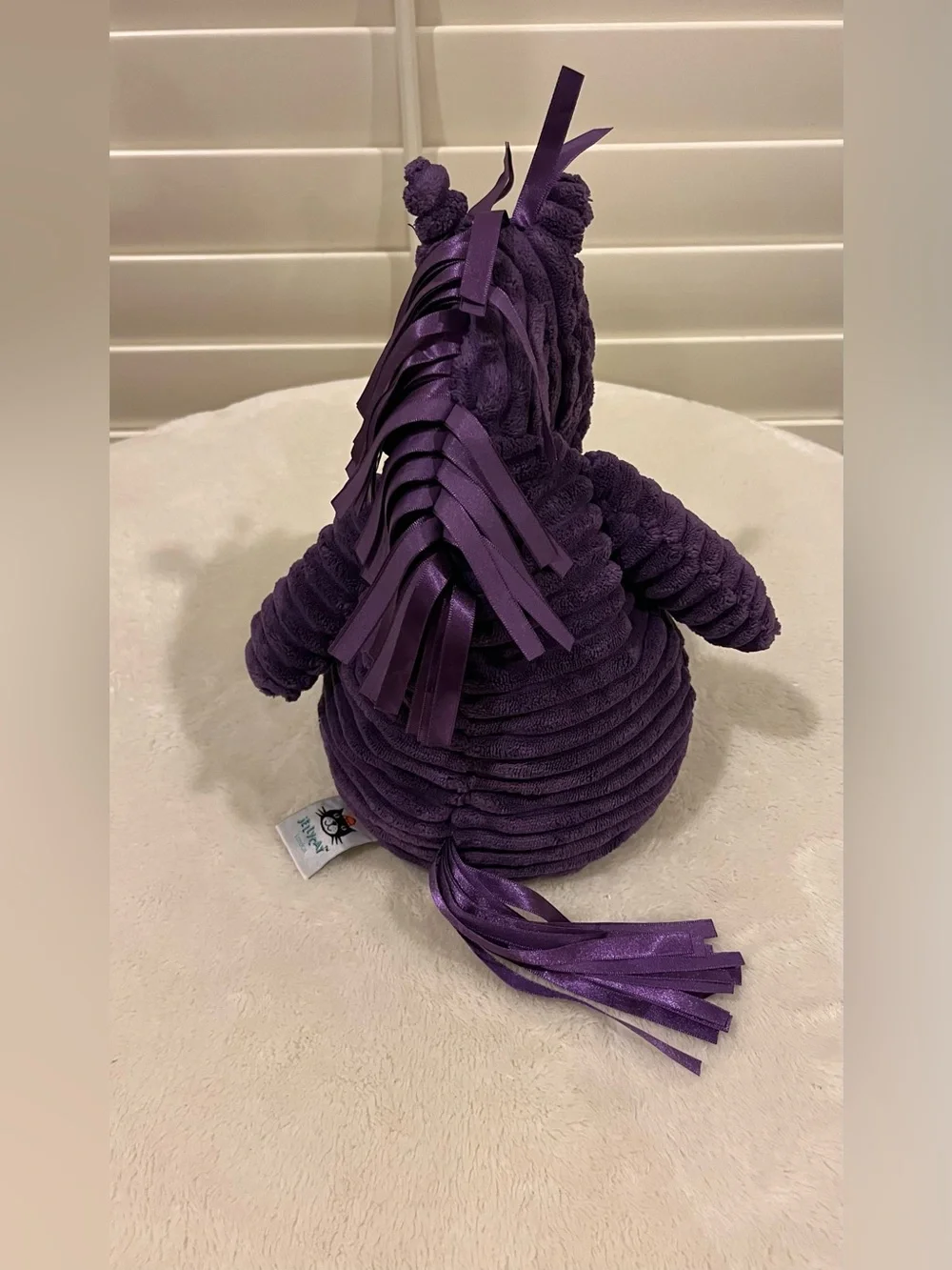 Jellycat Cordy Roy Horse Plush Purple Corduroy Stuffed Animal Toy Ribbon 16”